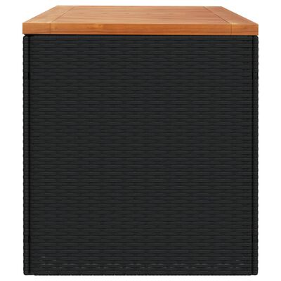 vidaXL Garden Storage Box Black 220x50x54 cm Poly Rattan Acacia Wood, black vidaXL Garden Storage Box Black 220x50x54 cm Poly Rattan Acacia Wood