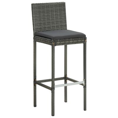 vidaXL Garden Bar Stools with Cushions 4 pcs Grey Poly Rattan, grey vidaXL Garden Bar Stools with Cushions 4 pcs Grey Poly Rattan