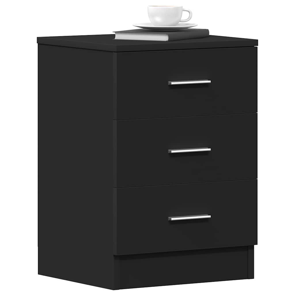 vidaXL Bedside Cabinet Black 38x35x56 cm Engineered Wood