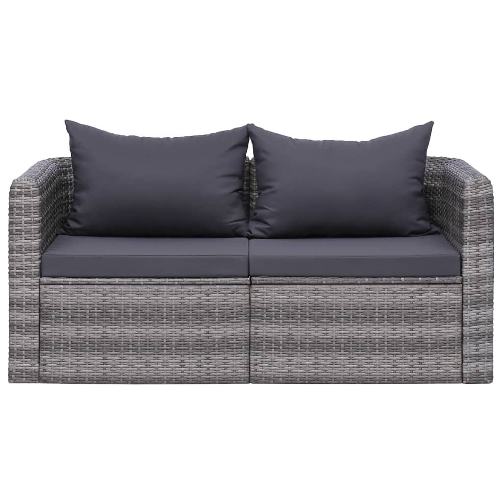 vidaXL Garden Corner Sofas 2 pcs Grey Poly Rattan