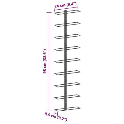 vidaXL Wall-mounted Wine Rack for 9 Bottles Black Iron, black vidaXL Wall-mounted Wine Rack for 9 Bottles Black Iron