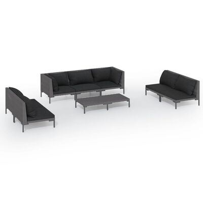vidaXL 8 Piece Garden Lounge Set with Cushions Poly Rattan Dark Grey,  vidaXL 8 Piece Garden Lounge Set with Cushions Poly Rattan Dark Grey