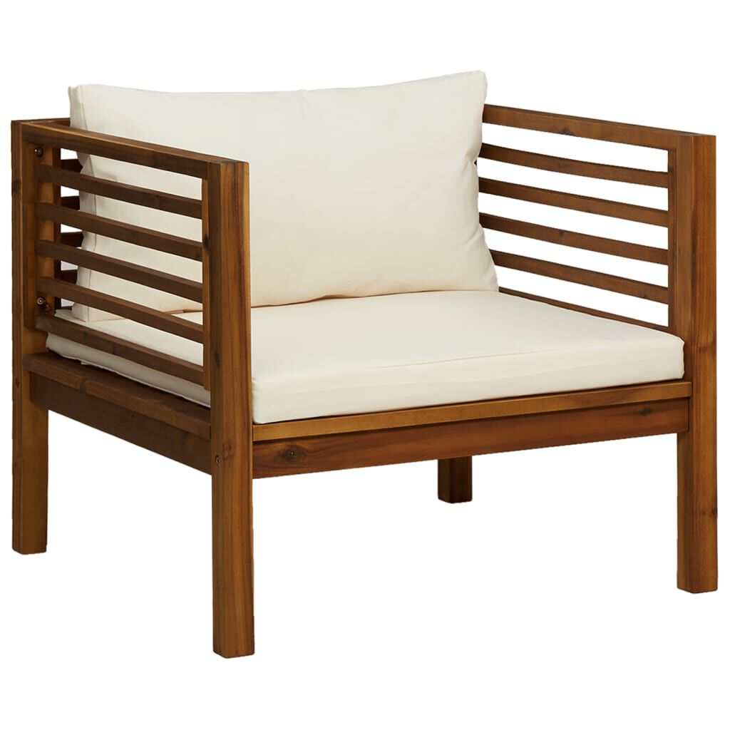 vidaXL 8 Piece Garden Lounge Set with Cream Cushion Solid Acacia Wood
