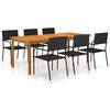 vidaXL 7 Piece Garden Dining Set Black