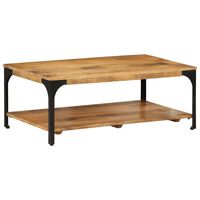 vidaXL 2-Layer Coffee Table 100x55x38 cm Solid Wood Mango and Steel,  vidaXL 2-Layer Coffee Table 100x55x38 cm Solid Wood Mango and Steel