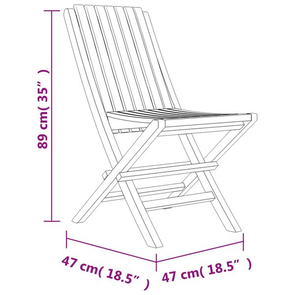 vidaXL Folding Garden Chairs 2 pcs 47x47x89 cm Solid Wood Teak