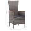 vidaXL 7 Piece Outdoor Dining Set with Cushions Poly Rattan Grey