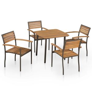 vidaXL Garden Table And Chair | Natural wood and dark grey