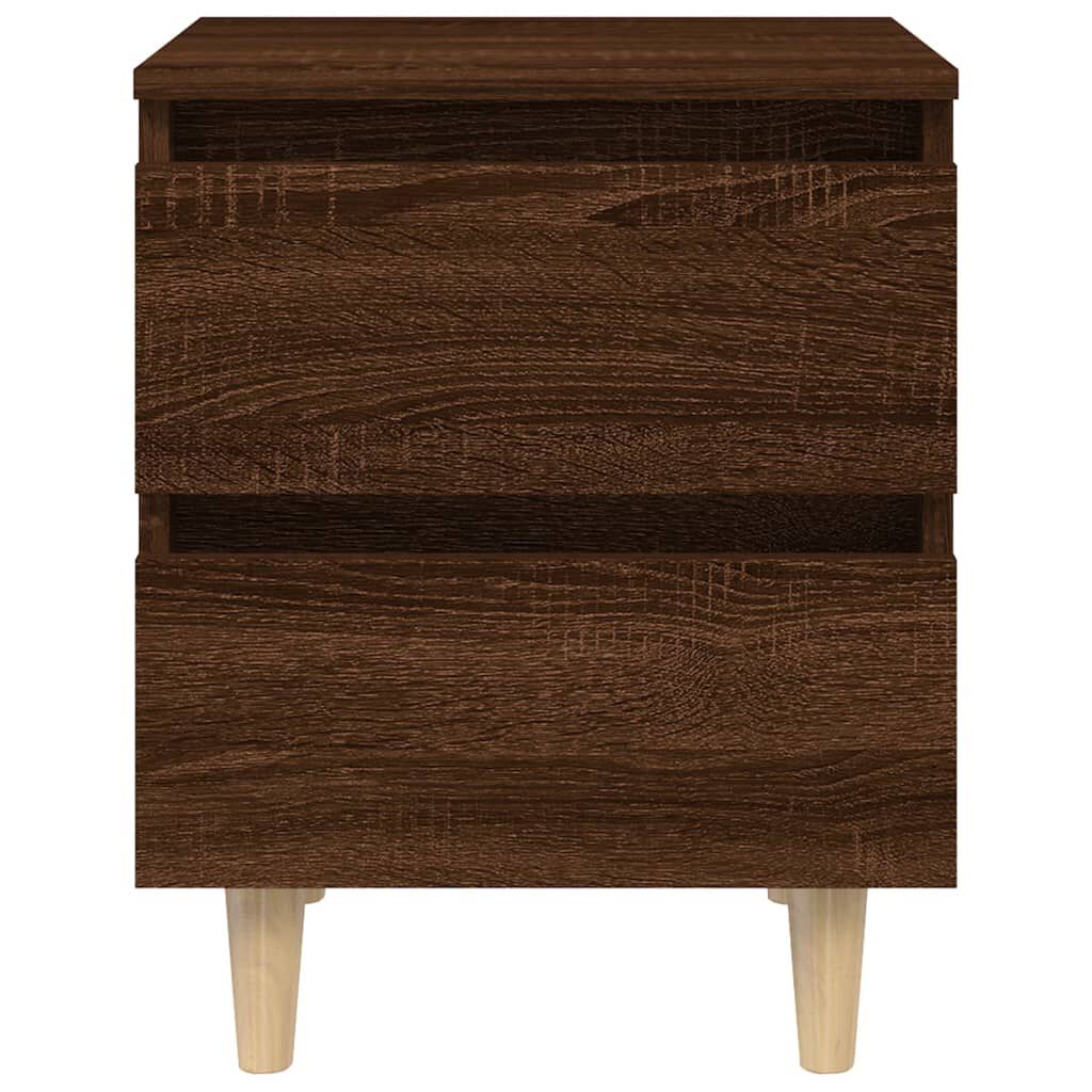 vidaXL Bed Cabinets with Solid Wood Legs 2 pcs Brown Oak 40x35x50 cm
