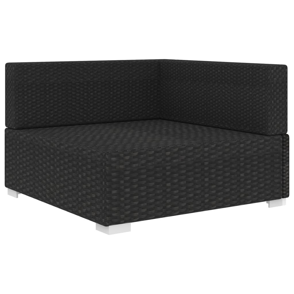 vidaXL Sectional Corner Chair 1 pc with Cushions Poly Rattan Black