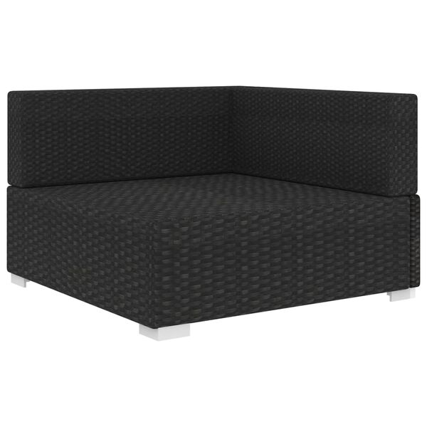 vidaXL Sectional Corner Chair 1 pc with Cushions Poly Rattan Black