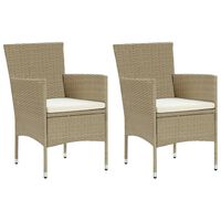 vidaXL Garden Dining Chairs 2 pcs Poly Rattan Beige, beige vidaXL Garden Dining Chairs 2 pcs Poly Rattan Beige