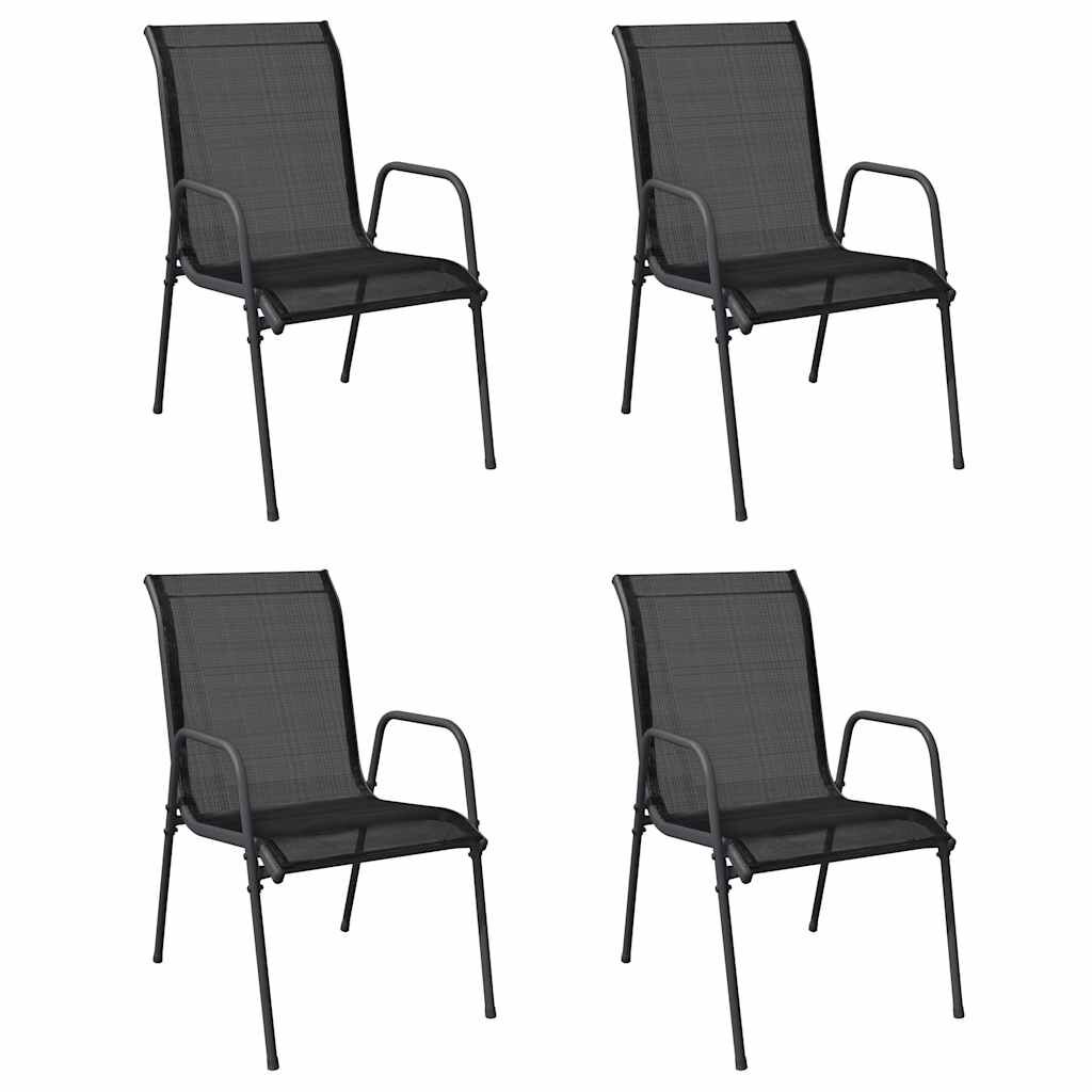 vidaXL Garden Chairs 4 pcs Steel and Textilene Black