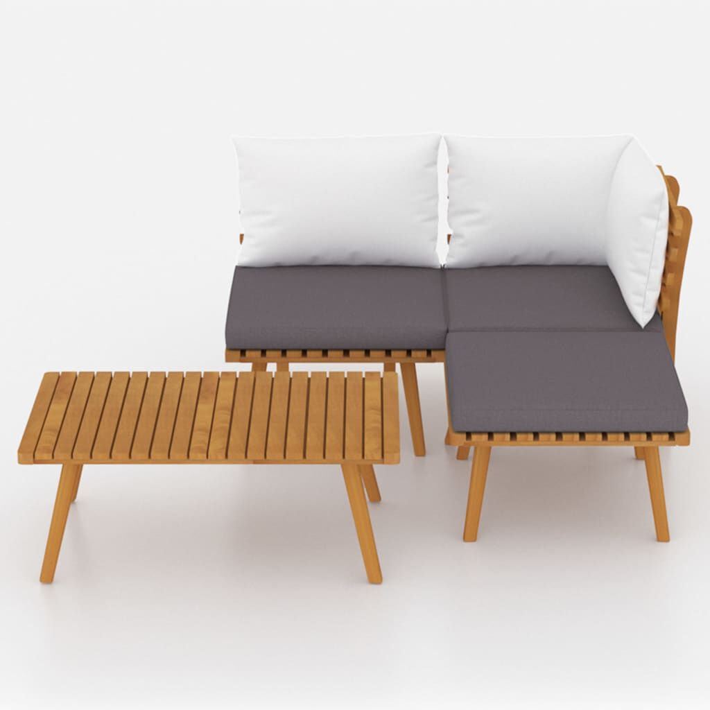 vidaXL 4 Piece Garden Lounge Set with Cushions Solid Wood Acacia