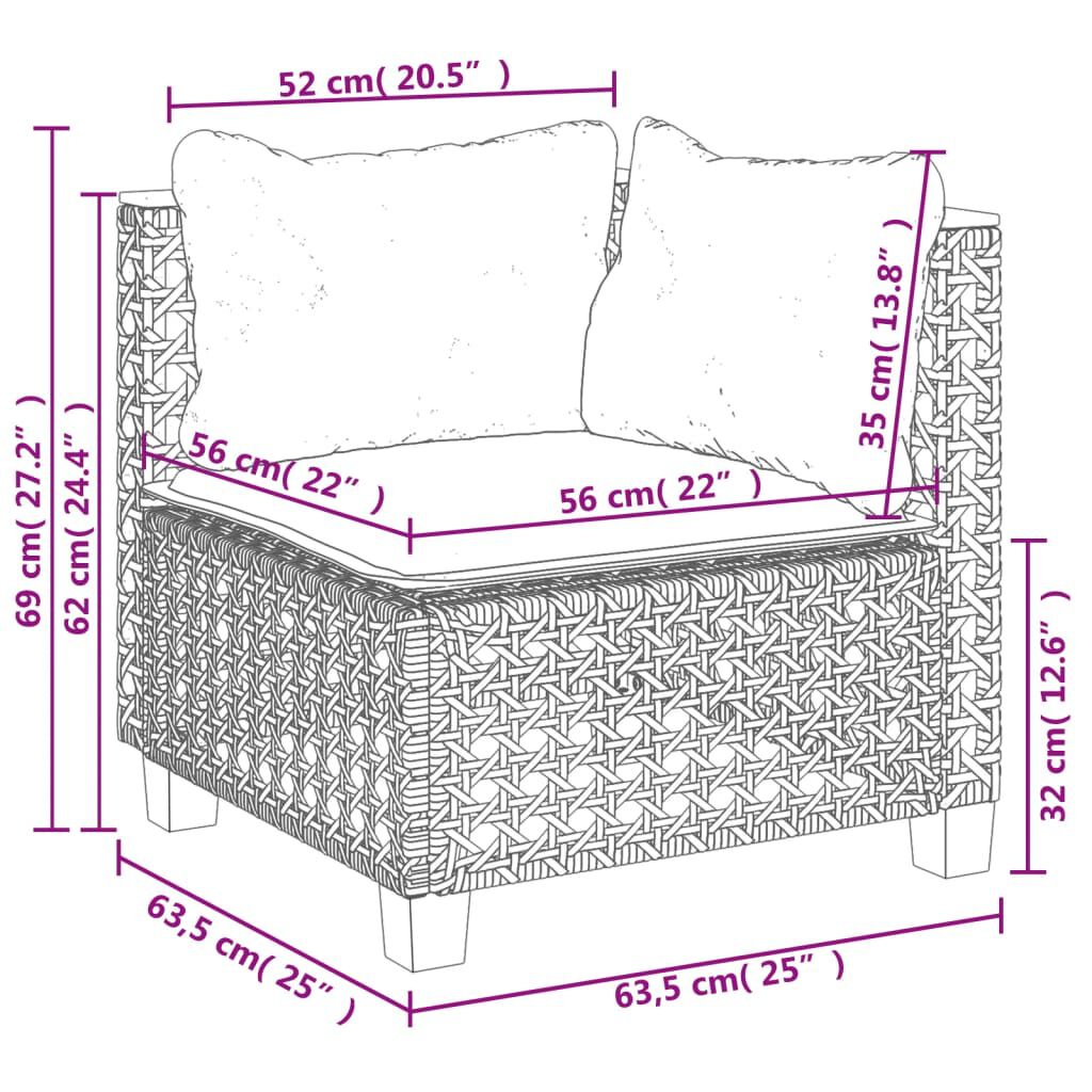 vidaXL 11 Piece Garden Sofa Set with Cushions Grey Poly Rattan