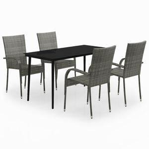 vidaXL 5 Piece Garden Dining Set Grey and Black