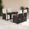 vidaXL 5 Piece Garden Dining Set with Cushions Black Poly Rattan