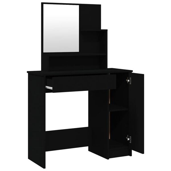 vidaXL Dressing Table with Mirror Black 86.5x35x136 cm