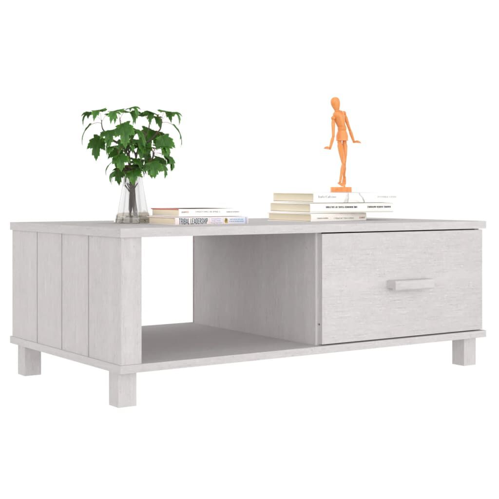 vidaXL Coffee Table HAMAR White 100x55x35 cm Solid Wood Pine