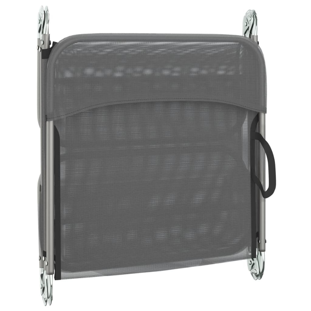 vidaXL Folding Sun Loungers 2 pcs Grey Textilene and Steel