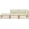 vidaXL 3 Piece Garden Lounge Set with Cream White Cushions Bamboo
