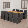 vidaXL 9 Piece Outdoor Dining Set with Cushions Poly Rattan Black