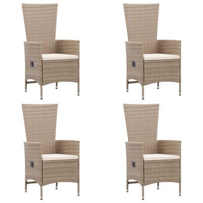 vidaXL 7 Piece Garden Dining Set Poly Rattan Beige