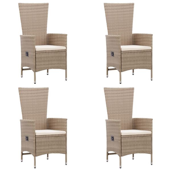 vidaXL 7 Piece Garden Dining Set Poly Rattan Beige
