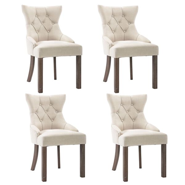 vidaXL Dining Chairs 4 pcs Beige Fabric