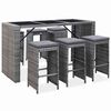 vidaXL 7 Piece Garden Bar Set with Cushions Poly Rattan Grey