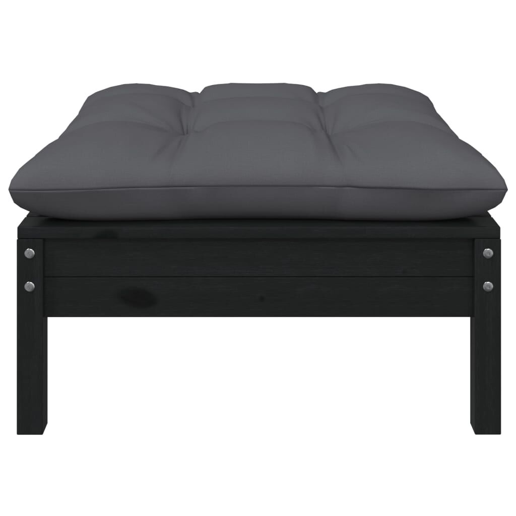 vidaXL Garden Footstool with Anthracite Cushion Black Solid Pinewood