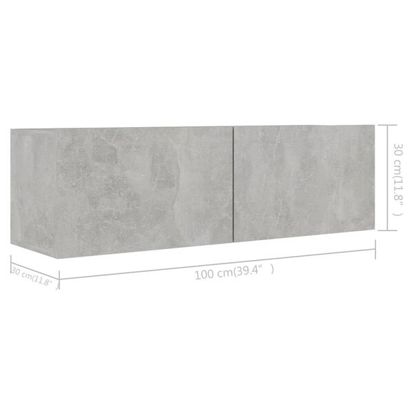 vidaXL TV Cabinets 4 pcs Concrete Grey 100x30x30 cm Engineered Wood