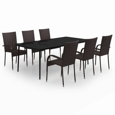 vidaXL 7 Piece Garden Dining Set Brown and Black, brown and black vidaXL 7 Piece Garden Dining Set Brown and Black
