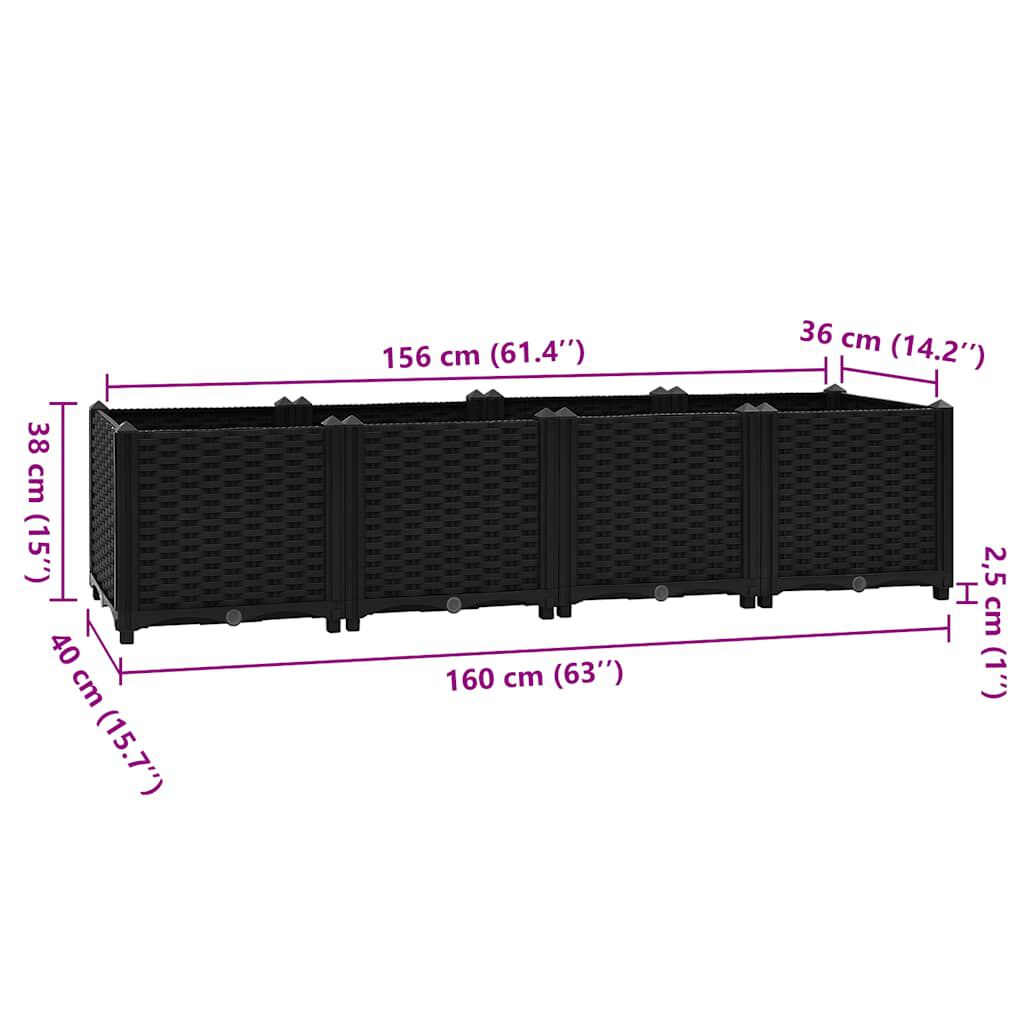 vidaXL Raised Bed 160x40x38 cm Polypropylene