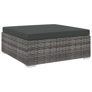 vidaXL Sectional Footrest 1 pc with Cushion Poly Rattan Grey