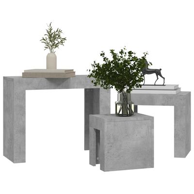 vidaXL Nesting Coffee Tables 3 pcs Concrete Grey Engineered Wood, concrete grey vidaXL Nesting Coffee Tables 3 pcs Concrete Grey Engineered Wood