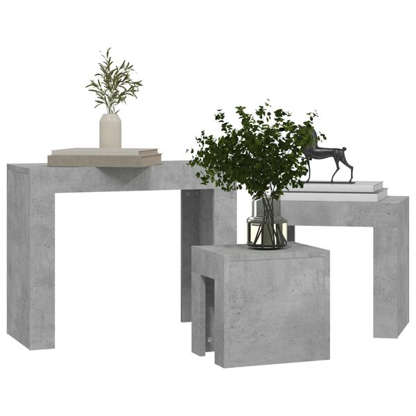 vidaXL Nesting Coffee Tables 3 pcs Concrete Grey Engineered Wood