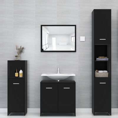 vidaXL Bathroom Cabinet Black 30x30x95 cm Engineered Wood, black vidaXL Bathroom Cabinet Black 30x30x95 cm Engineered Wood