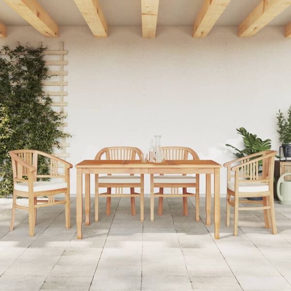 vidaXL 5 Piece Garden Dining Set Solid Wood Teak