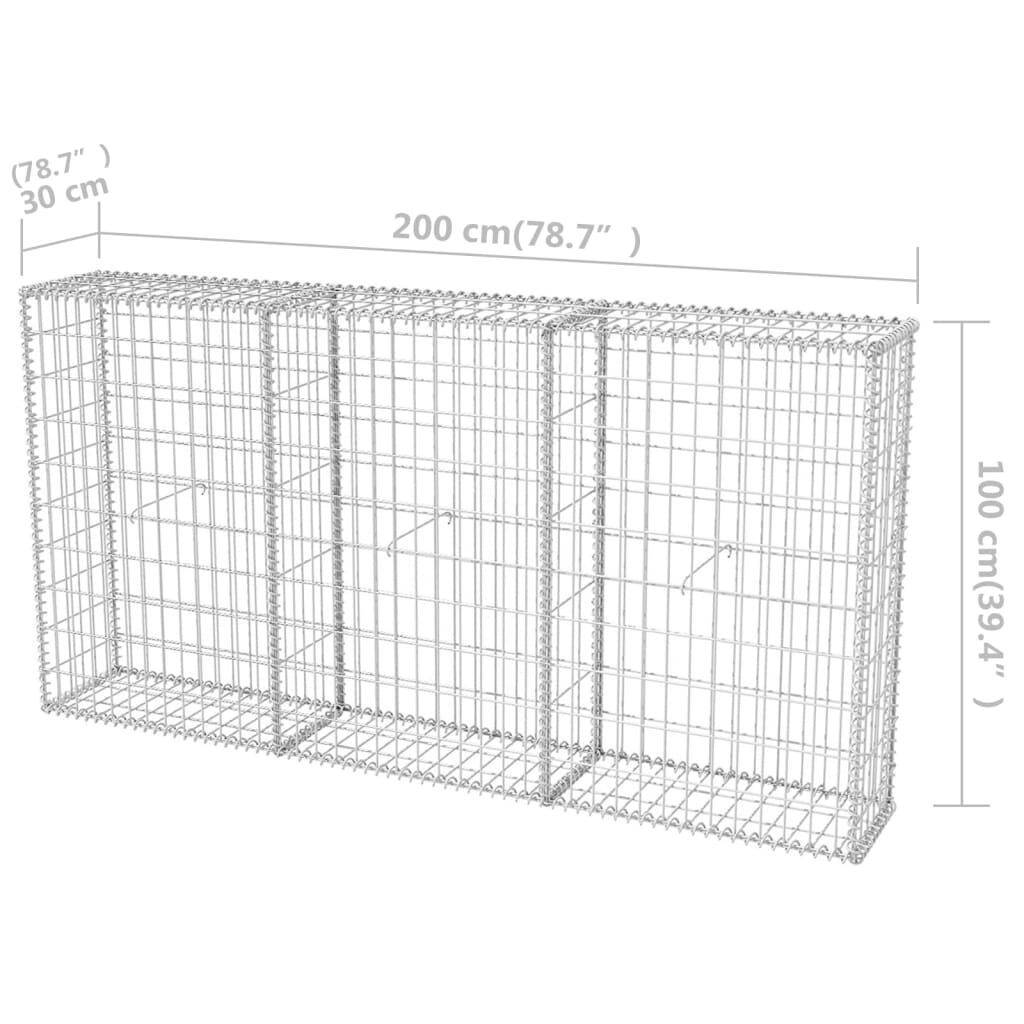 vidaXL Gabion Basket Galvanised Steel 200x30x100 cm