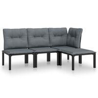vidaXL 4 Piece Garden Lounge Set Black and Grey Poly Rattan,  vidaXL 4 Piece Garden Lounge Set Black and Grey Poly Rattan