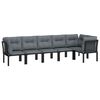 vidaXL 6 Piece Garden Lounge Set Black and Grey Poly Rattan