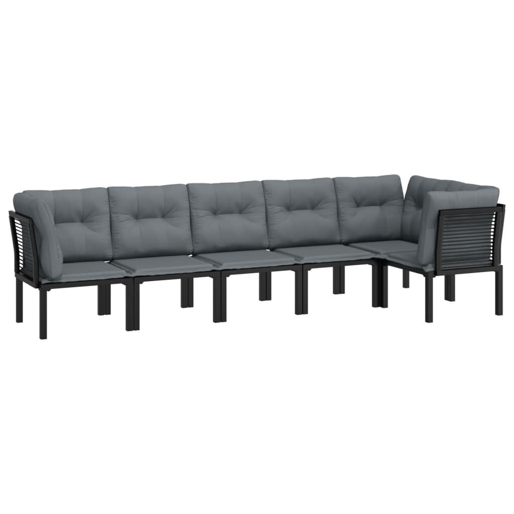 vidaXL 6 Piece Garden Lounge Set Black and Grey Poly Rattan