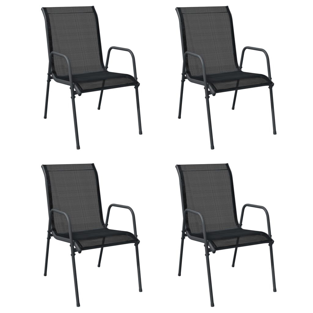 vidaXL Garden Chairs 4 pcs Steel and Textilene Black