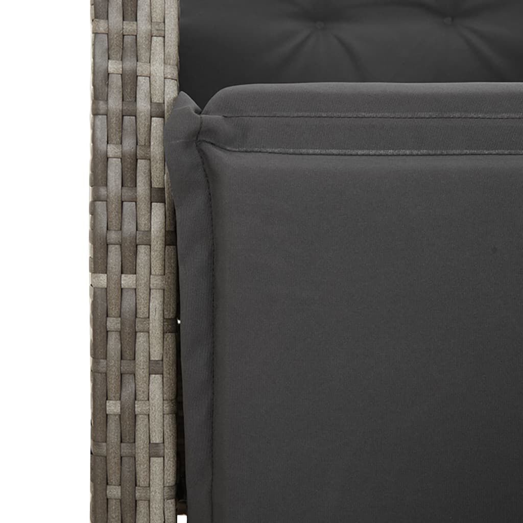 vidaXL Reclining Garden Chairs 2 pcs with Footrest Grey Poly Rattan
