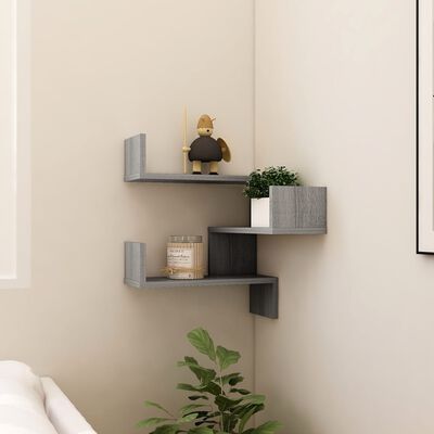 vidaXL Wall Corner Shelf Grey Sonoma 40x40x50 cm Engineered Wood, grey sonoma vidaXL Wall Corner Shelf Grey Sonoma 40x40x50 cm Engineered Wood
