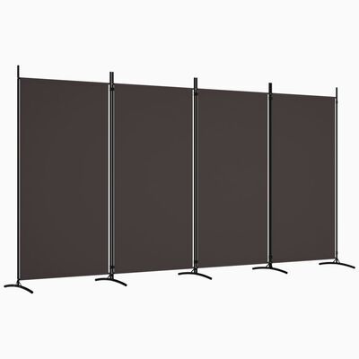 vidaXL 4-Panel Room Divider Brown 346x180 cm Fabric, brown vidaXL 4-Panel Room Divider Brown 346x180 cm Fabric