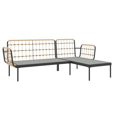 vidaXL 3 Piece Garden Lounge Set with Beige Cushions Poly Rattan