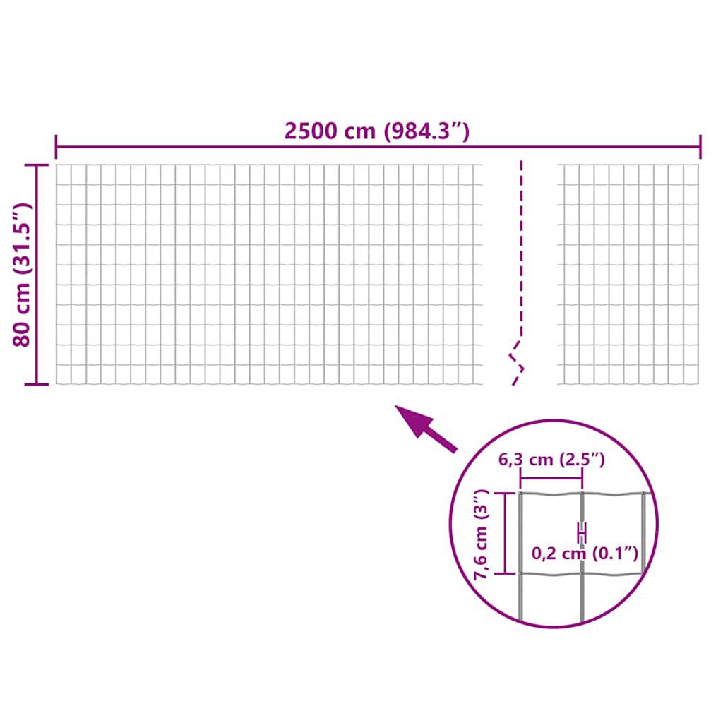 vidaXL Euro Fence Steel 25x0.8 m Green