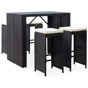 vidaXL 5 Piece Outdoor Bar Set Poly Rattan and Glass Black